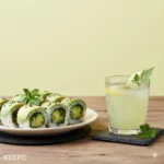 Avocado fresh roll with detox drink